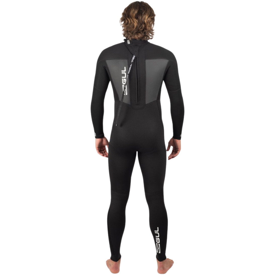 2026 Gul Herre Response 3/2mm Flatlock Back Zip Våddragt RE1321-C1 -.. Black